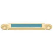 Intercalaire rectangle 27x4 mm et résine époxy - Doré à l'or fin - Turquoise x1