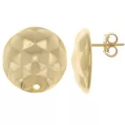 Clous d'oreilles rond 19 mm effet martelé - Doré à l'or fin x2
