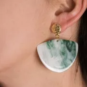 Clous d'oreilles rond travaillé 11 mm - Doré à l'or fin x2