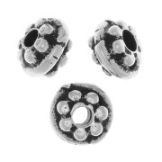 Perles rondelles motif fleur 6 mm - Argenté vieilli x10|raw }}