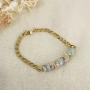 Perles Heishi rondelle pierre gemme - Régalite teintée 4x2mm - Violet foncé x40cm