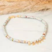 Perles Heishi rondelle pierre gemme - Régalite teintée 4x2mm - Violet foncé x40cm