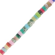 Perles tubes style Heishi 4.5x2.5 mm - mix de pierres gemmes - Multicolore x37cm|raw }}