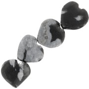 Perles coeur 4 mm en pierre gemme - Obsidienne mouchetée x4