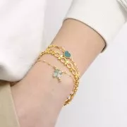 Perles coeur 4 mm en pierre gemme - Obsidienne mouchetée x4