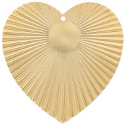 Pendentif coeur effet plissé 41x40 mm pour cabochon 10 mm - Doré à l'or fin x1