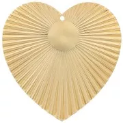 Pendentif coeur effet plissé 41x40 mm pour cabochon 10 mm - Doré à l'or fin x1