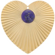 Pendentif coeur effet plissé 41x40 mm pour cabochon 10 mm - Doré à l'or fin x1