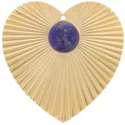 Pendentif coeur effet plissé 41x40 mm pour cabochon 10 mm - Doré à l'or fin x1