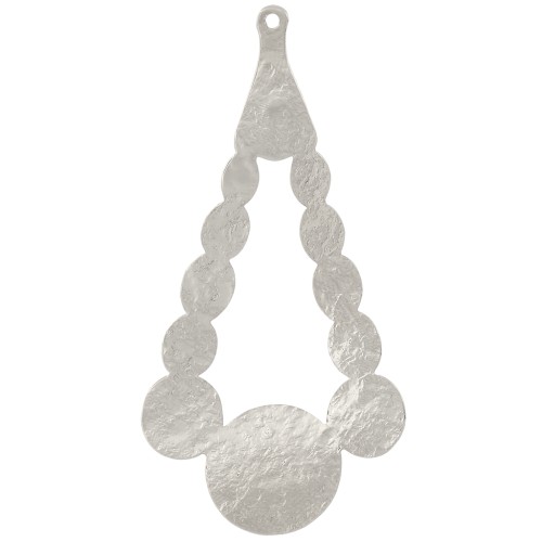 Pendentif goutte martelé 56x29 mm - Placage Argent fin x1