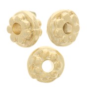 Perles rondelles motif fleur 6 mm - Doré à l'or fin x10|raw }}