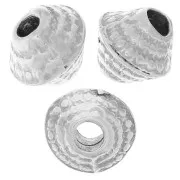 Perles toupies texturée 5.5x6 mm - Argenté vieilli x5