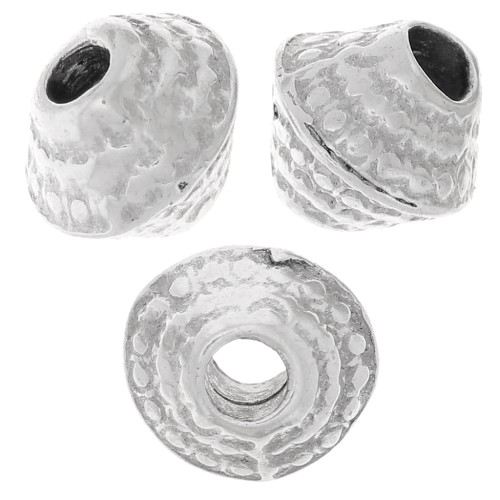 Perles toupies texturée 5.5x6 mm - Argenté vieilli x5