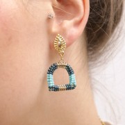 Clous d'oreilles goutte texturée 18x10 mm avec anneau fermé - Doré à l'or fin x2