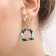 Clous d'oreilles goutte texturée 18x10 mm avec anneau fermé - Doré à l'or fin x2