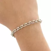 Chaîne en aluminium maille Jaseron 6 mm - maillons ouverts - Rhodié x50cm