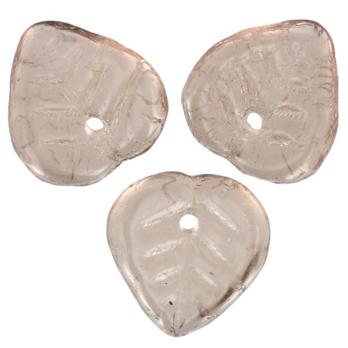 Breloques feuilles en verre 9 mm - Light Smoked Topaz x25