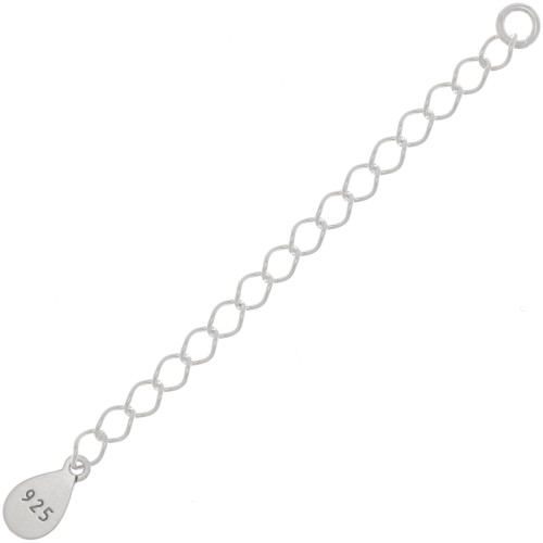 Chainettes d'extension maille Rombo sequin goutte 55 mm - Argent 925 x10