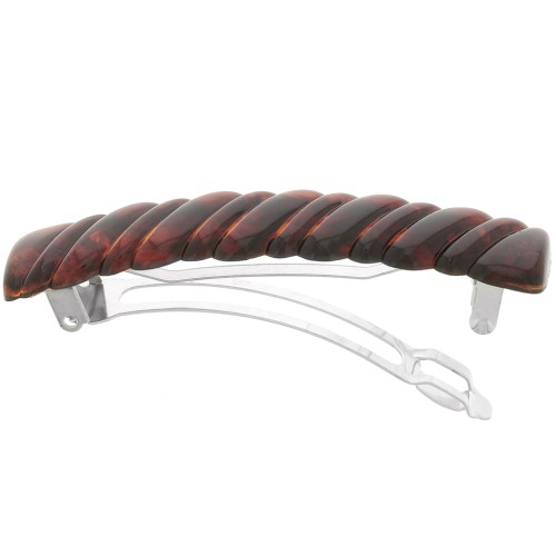 Barrette à cheveux effet tressé 85x17 mm en acrylique - Ambre marbré x1