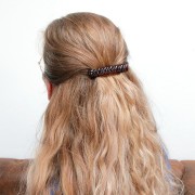 Barrette à cheveux effet tressé 85x17 mm en acrylique - Ambre marbré x1