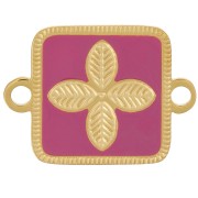 Intercalaire carré 16x11 mm - fleur - résine époxy Acier inox 316L Doré - Fuchsia|raw }}