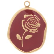Pendentif irrégulier 20x14.5 mm - motif Rose - Acier inox 316L Doré - Bordeaux|raw }}