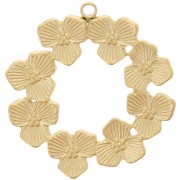Pendentif couronne de fleurs 24 mm - Acier inoxydable 304 Doré x1