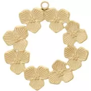 Pendentif couronne de fleurs 24 mm - Acier inoxydable 304 Doré x1