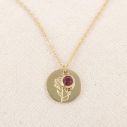 Pendentif Fleur de naissance 15 mm - Janvier - Oeillet - Acier inox 316L Doré