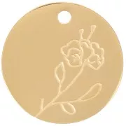 Pendentif Fleur de naissance 15 mm - Février - Iris - Acier inox 316L Doré x1