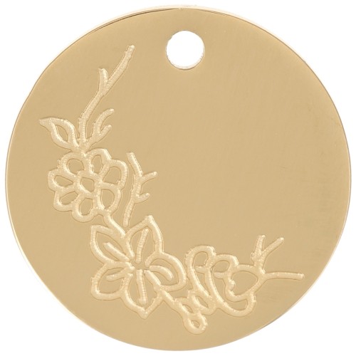 Pendentif Fleur de naissance 15 mm - Mars Fleur de cerisier Acier inox 316L Doré