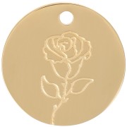 Pendentif Fleur de naissance 15 mm - Juin - Rose - Acier inox 316L Doré x1