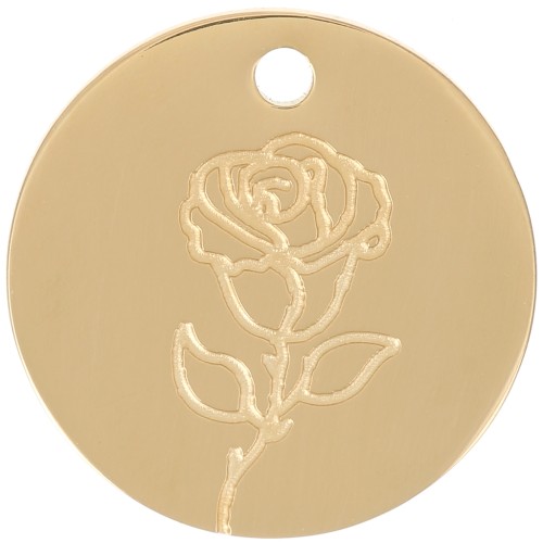 Pendentif Fleur de naissance 15 mm - Juin - Rose - Acier inox 316L Doré x1