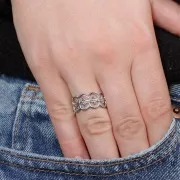 Bague large réglable effet dentelle - T.55 à T.62 - Acier inoxydable 316L x1