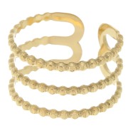 Bague 3 rangs réglable pour tissage de perles - T.52 à T.60 - Acier inox 304 Doré|raw }}