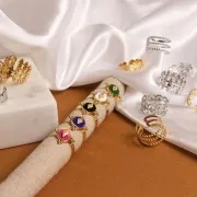 Bague 3 rangs réglable pour tissage de perles - T.52 à T.60 - Acier inox 316L x1