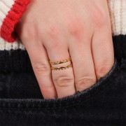 Bague multirangs réglable pour tissage de perles T.52 à T60 - Acier inox 316L Doré