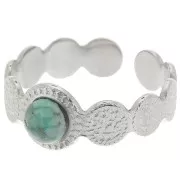 Bague texturée réglable pour cabochon 5 mm - T.52 à T.58 - Acier inoxydable 316L