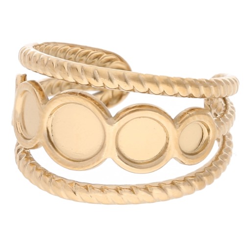 Bague réglable effet tressé pour cabochon 5 mm, 4 mm & 3 mm -Acier inox 304 Doré