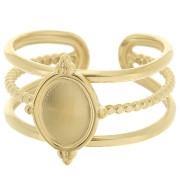 Bague multirang réglable pour cabochon 8x6 mm - T.52 à T.58 - Acier inox 304 Doré