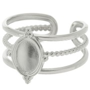 Bague multirang réglable pour cabochon 8x6 mm - T.52 à T.58 - Acier inox 304 x1
