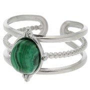 Bague multirang réglable pour cabochon 8x6 mm - T.52 à T.58 - Acier inox 316L