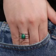 Bague multirang réglable pour cabochon 8x6 mm - T.52 à T.58 - Acier inox 304 x1