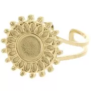 Bague soleil réglable pour cabochon 6mm - T.52 à T.60 - Acier inox 304 Doré x1