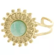 Bague soleil réglable pour cabochon 6mm - T.52 à T.60 - Acier inox 304 Doré x1