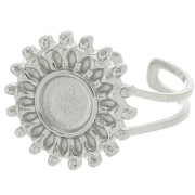 Bague soleil réglable pour cabochon 6 mm - T.52 à T.60 - Acier inoxydable 316L