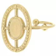 Bague ovale évidé réglable T.53 à T.57 pour cabochon 8x6 mm - Acier inox 304 Doré