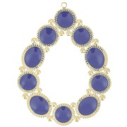 Pendentif goutte 48.5x37 mm avec résine époxy - Acier inox 316L Doré - Bleu foncé|raw }}