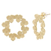 Boucles d'oreilles couronne de fleurs 23 mm - Acier inoxydable 316L Doré x2|raw }}