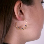 Créoles fines 29 mm pour 3 cabochons 3 mm - Acier inoxydable 316L Doré x2